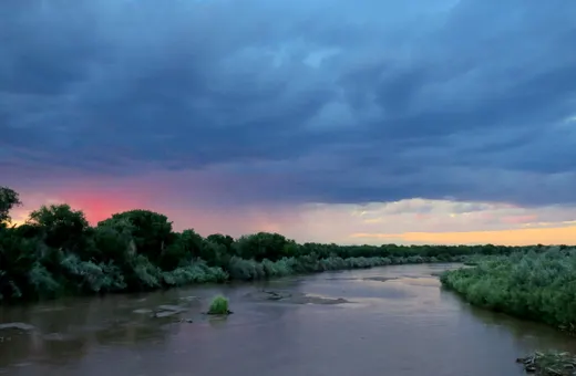 Evening light over the Rio Grande and cottonwoods at Alameda in Albuquerque