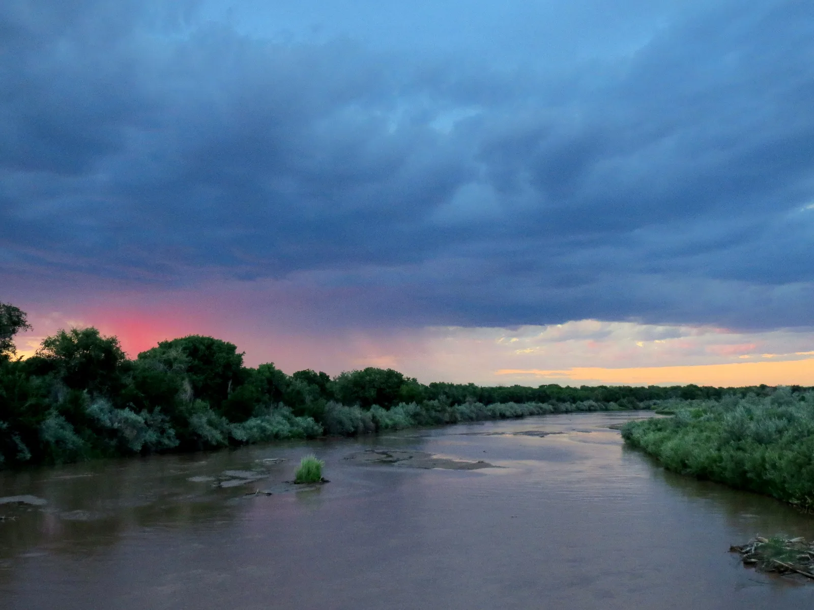 Evening light over the Rio Grande and cottonwoods at Alameda in Albuquerque